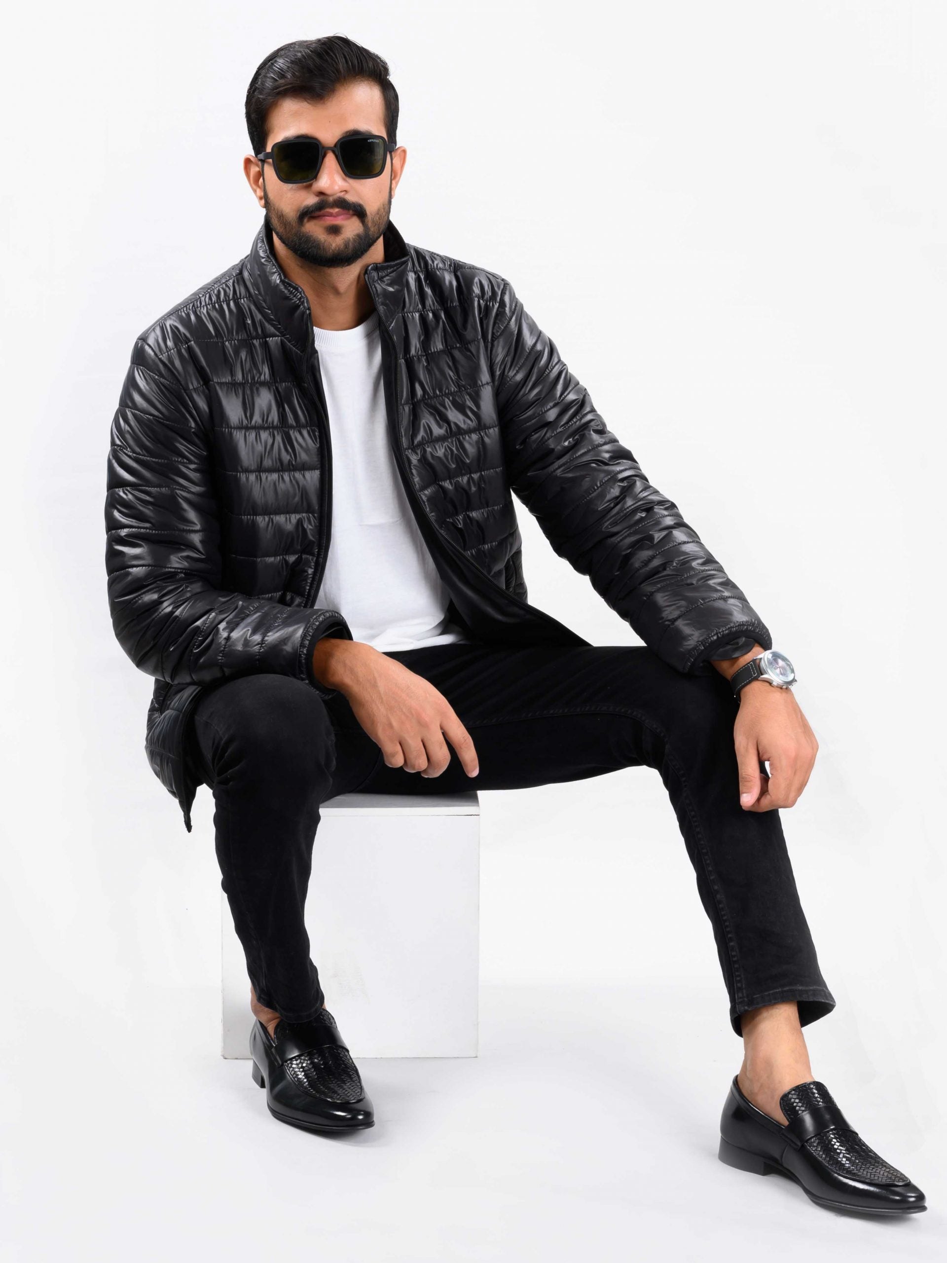 Men black Quilted Puffer Jacket