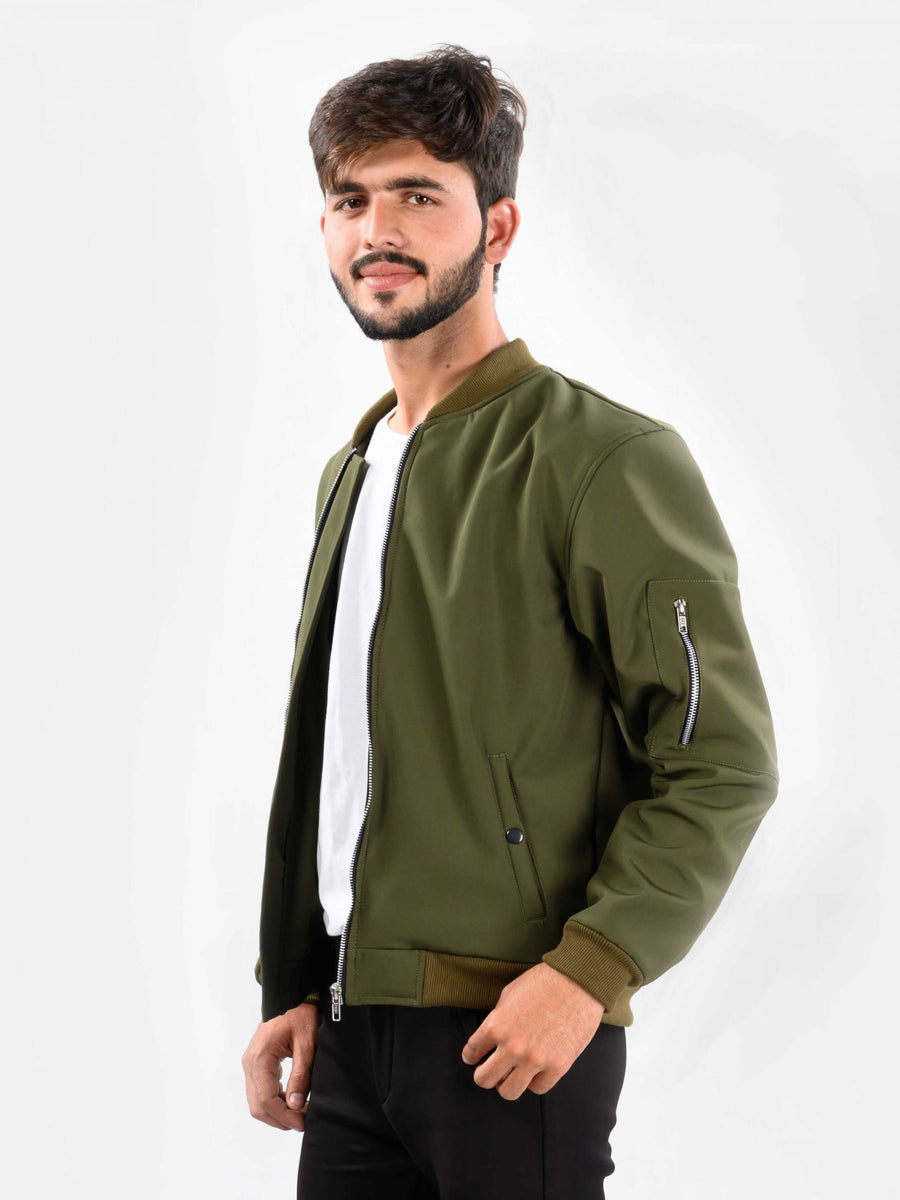 Men Olive Bomber Jacket – Marlin