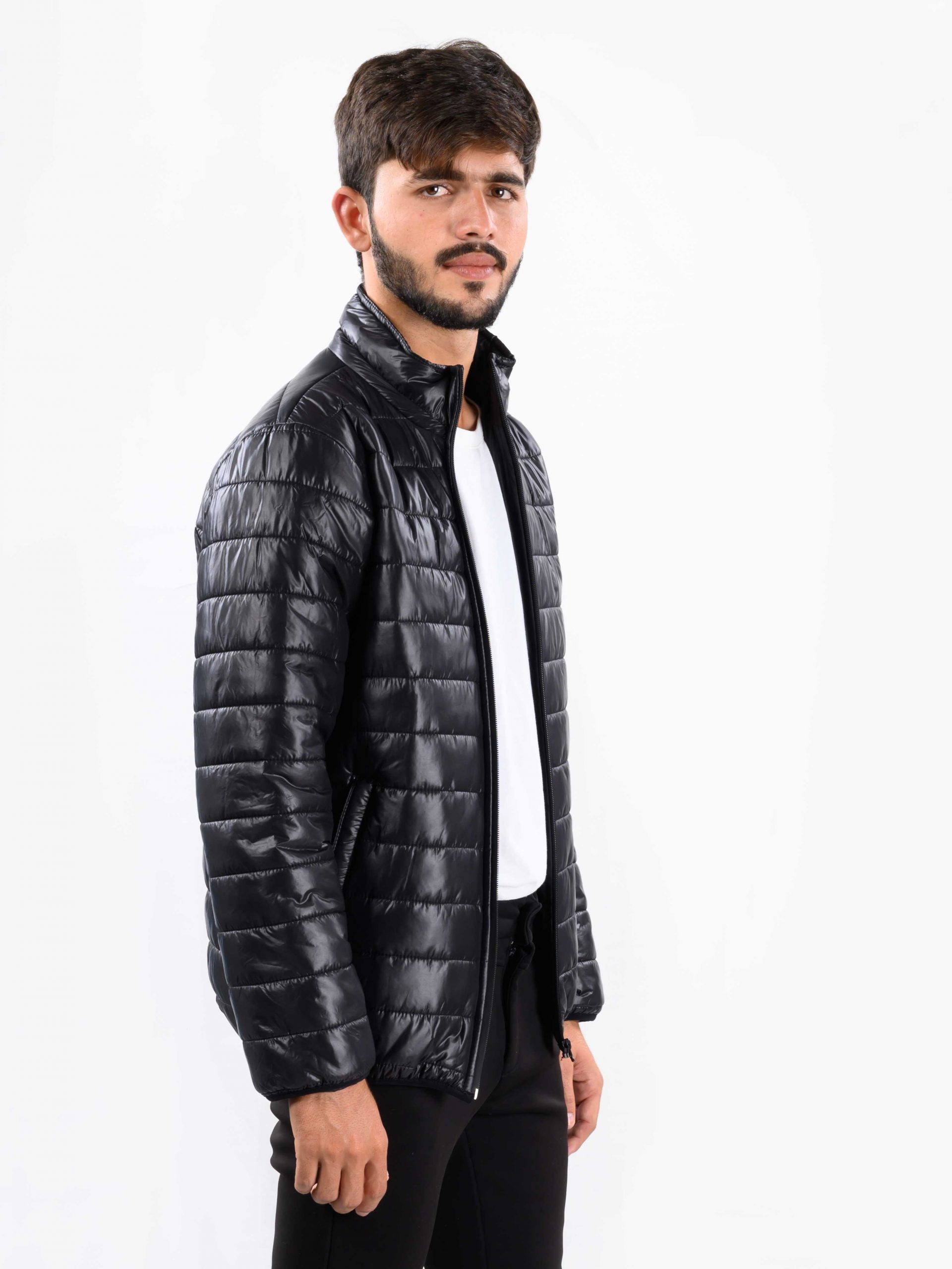 Men black Quilted Puffer Jacket