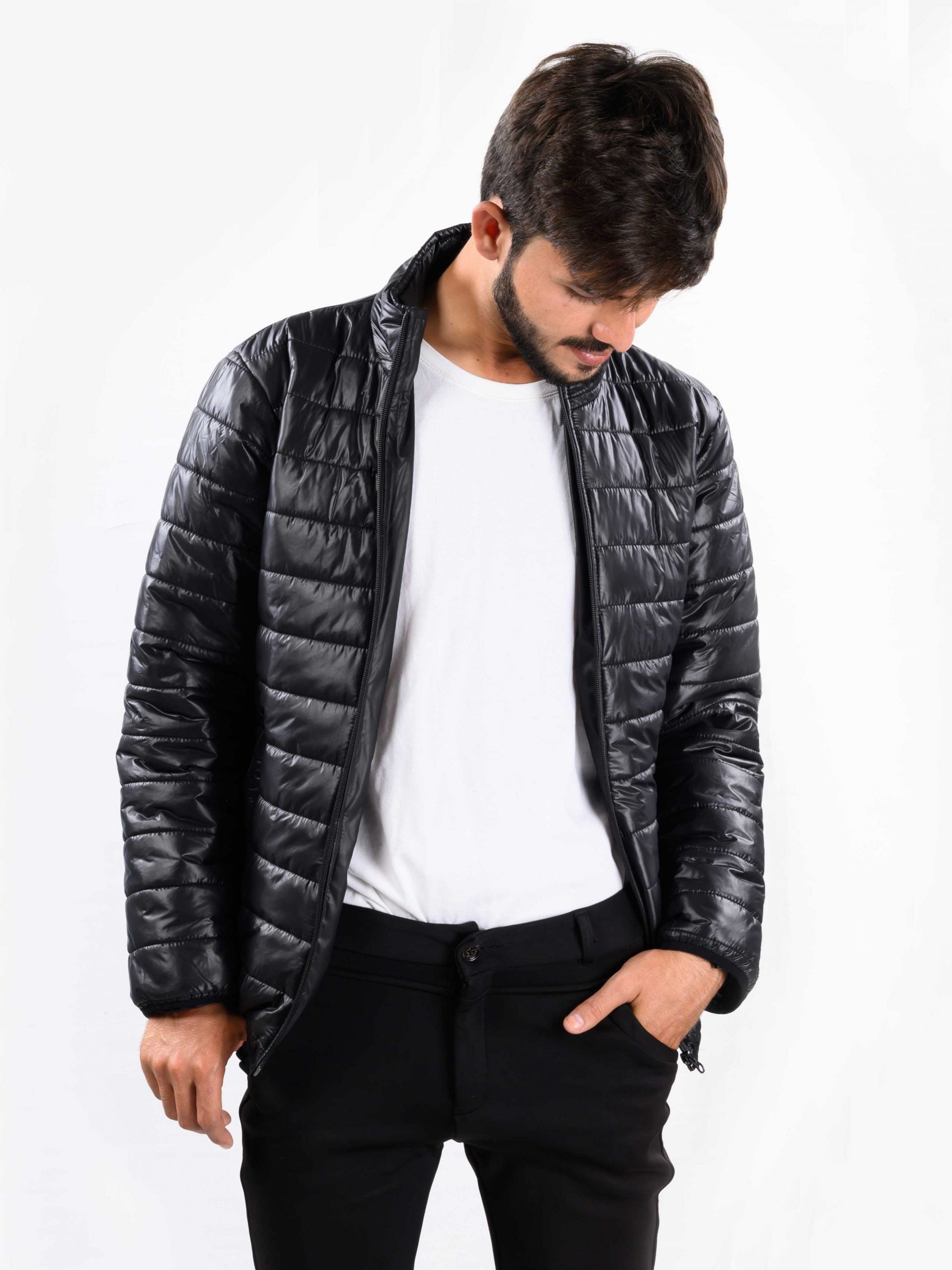 Men black Quilted Puffer Jacket