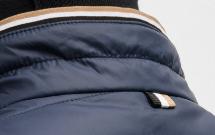 Water-repellent Navy Jacket with 3D logo tape