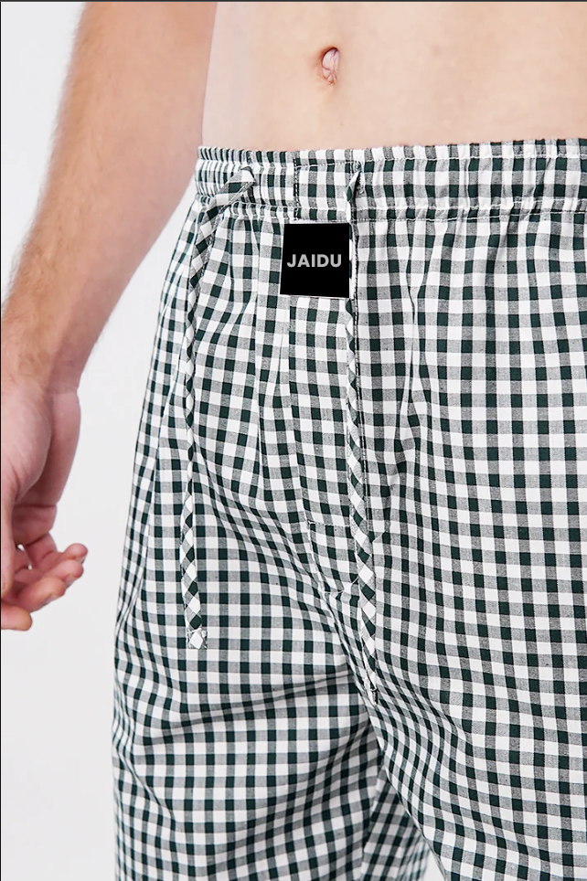 Men Soft Black & White Box Checked Cotton Pajama