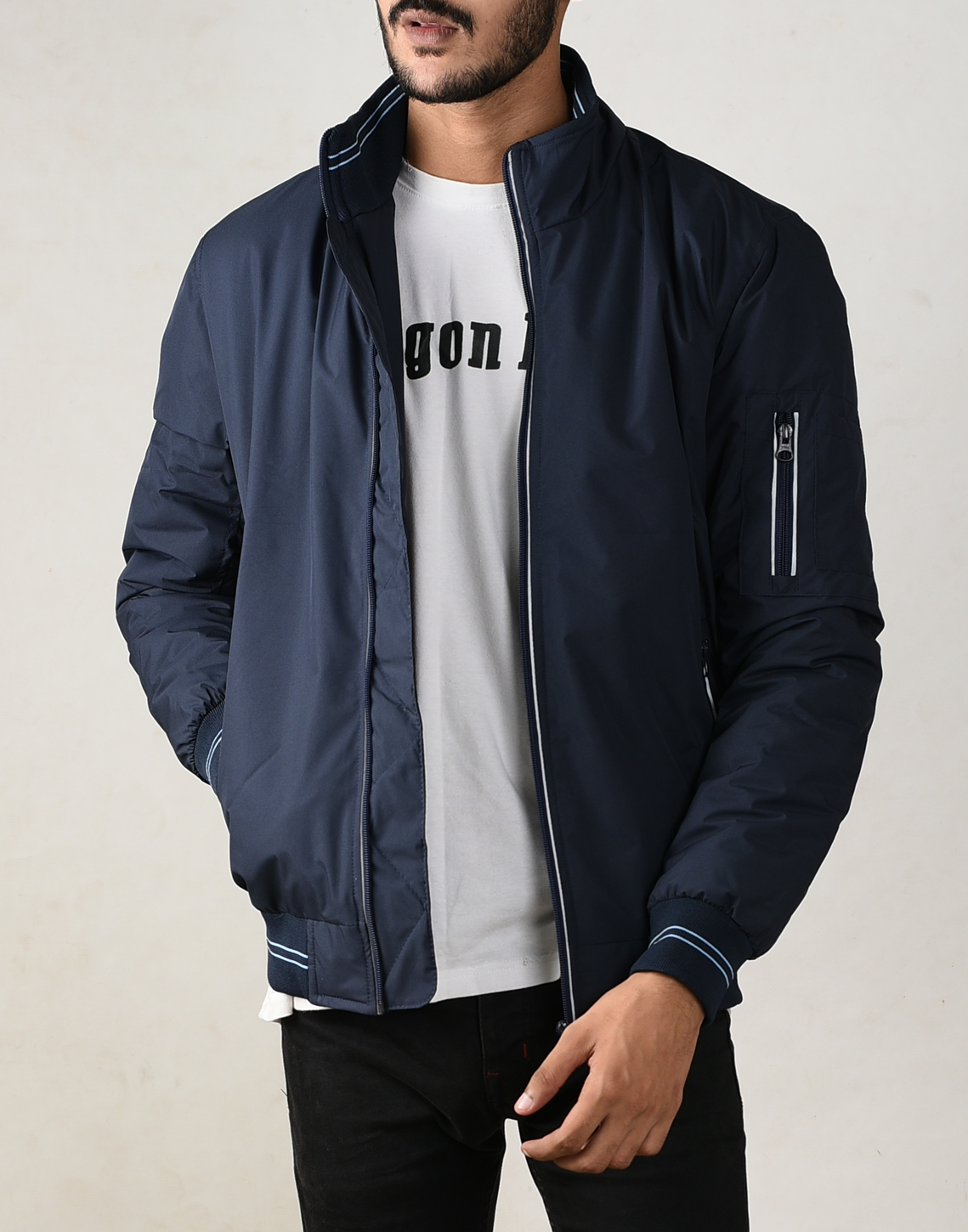 Ocean Blue Bomber Jacket