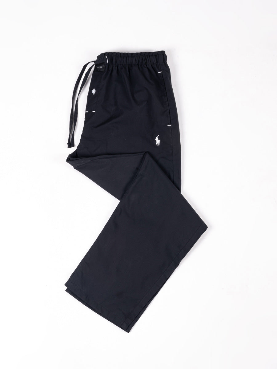 Classic Black Cotton Pajama with Signature Embroidered Logo
