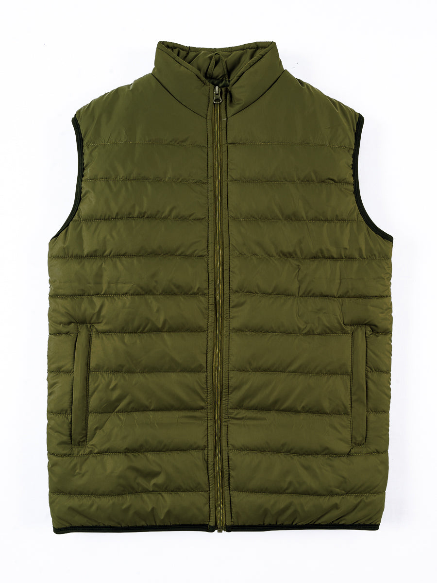 Olive Sleeveless Puffer Gilet Jacket