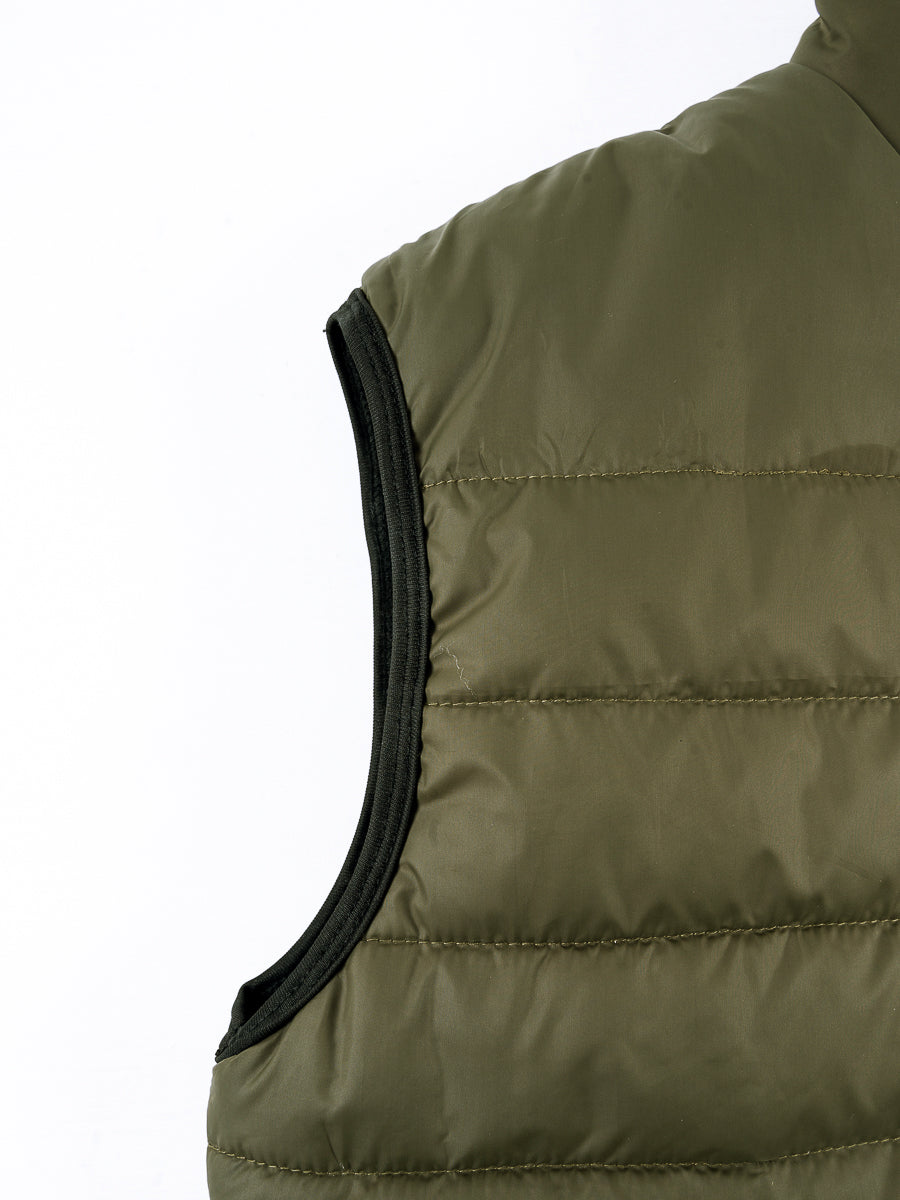 Olive Sleeveless Puffer Gilet Jacket