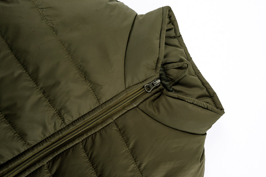 Olive Sleeveless Puffer Gilet Jacket